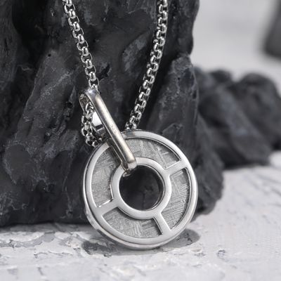 Πραγματικό περιδέραιο από σίδηρο μετεωρίτη 925 στερλίνγκ ασήμι