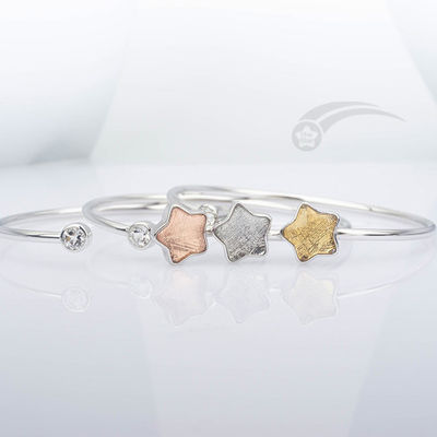 Ταιριωμένο 925 Sterling Silver Meteorite Cuff βραχιόλι σχήμα άστρου