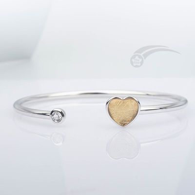 925 Sterling Silver Meteorite βραχιόλια Heart Bangle βραχιόλι 10mm