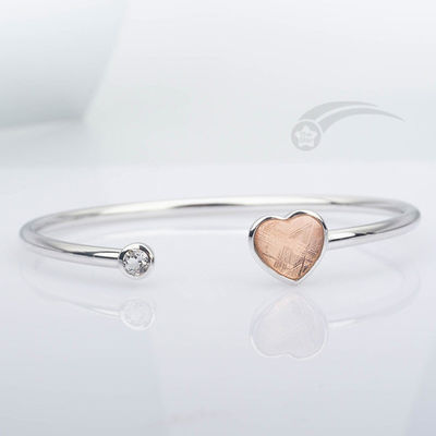 925 Sterling Silver Meteorite βραχιόλια Heart Bangle βραχιόλι 10mm
